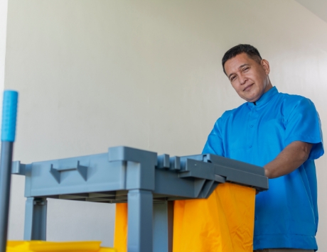 Man maintaining a building