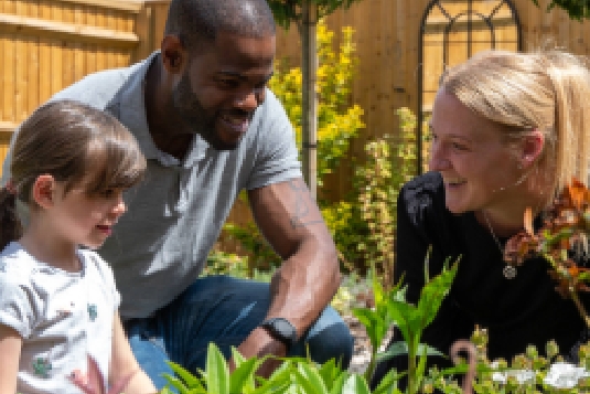 Boy with adopting parent